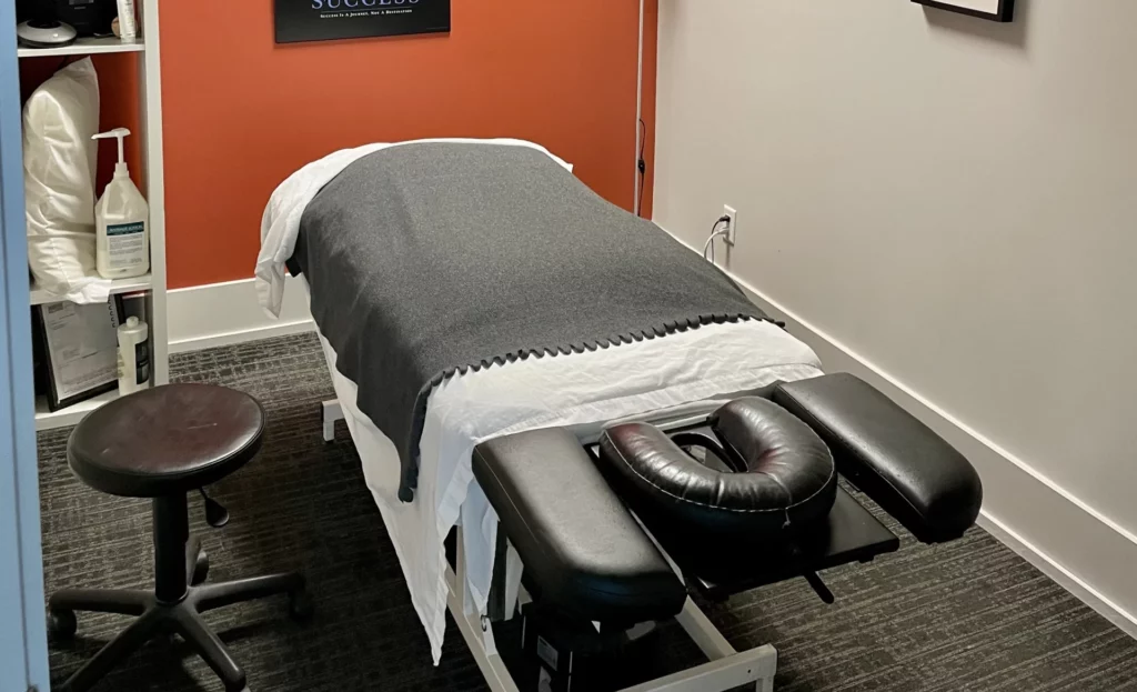 A room with massage chairs.